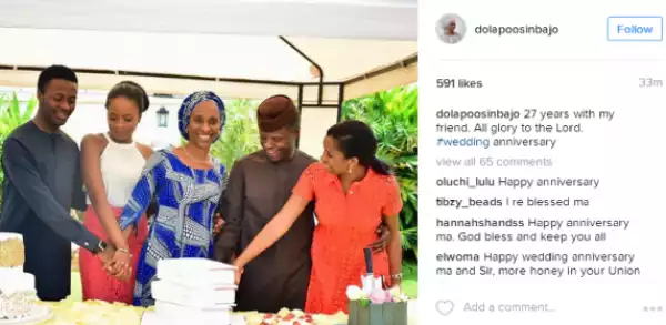 Vice President, Yemi Osinbajo and wife, Dolapo celebrate 27th wedding anniversary